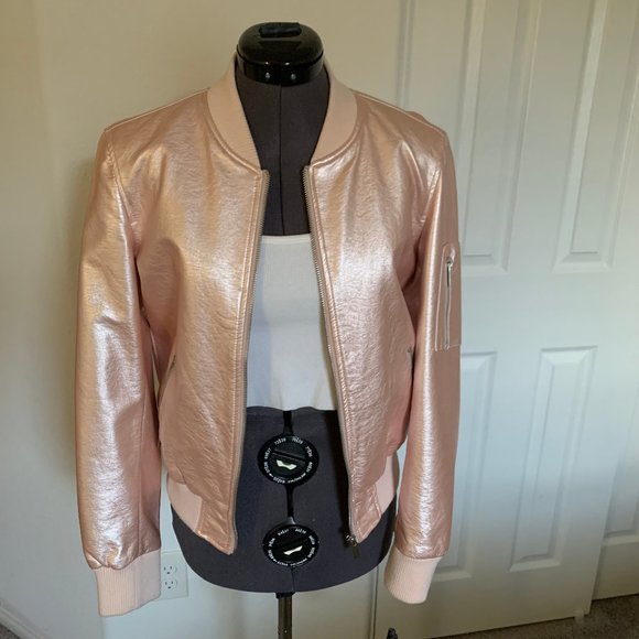 Metallic pink bomber jacket - Picture 2 of 12